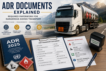 Documents de transport ADR de marchandises dangereuses et documents logistiques requis en Europe