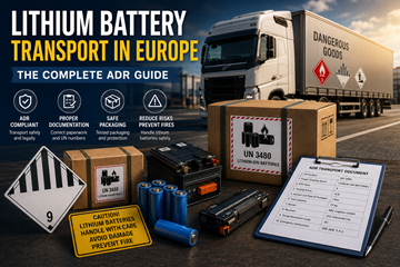 Transport de batteries au lithium en Europe avec étiquettes ADR marchandises dangereuses et conformité logistique